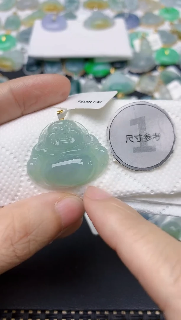 翡翠18K金镶嵌颈饰天然缅甸A货翡翠