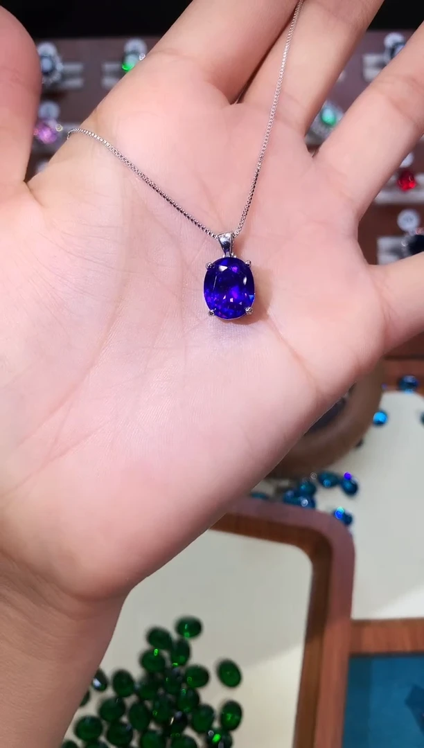 无吊坠925银帝王紫色吊坠白