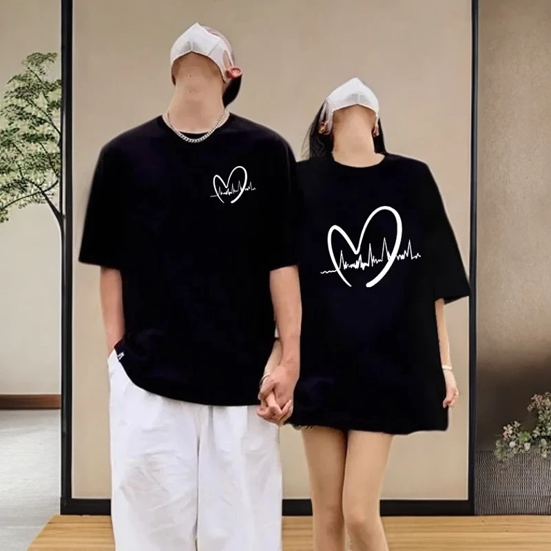 仓石一树轻奢爱心情侣装夏季新款休闲小众设计高级感男士短袖t恤