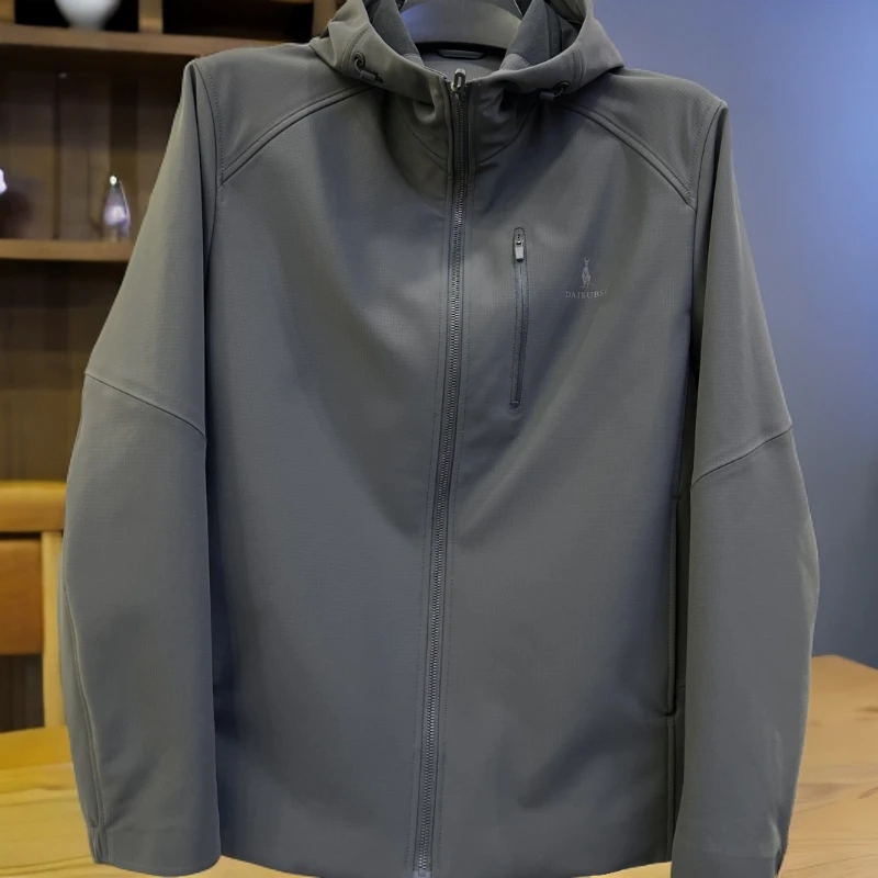 元郎男装9133男士软壳冲锋衣秋冬常规款拉链直下摆薄绒时尚运动