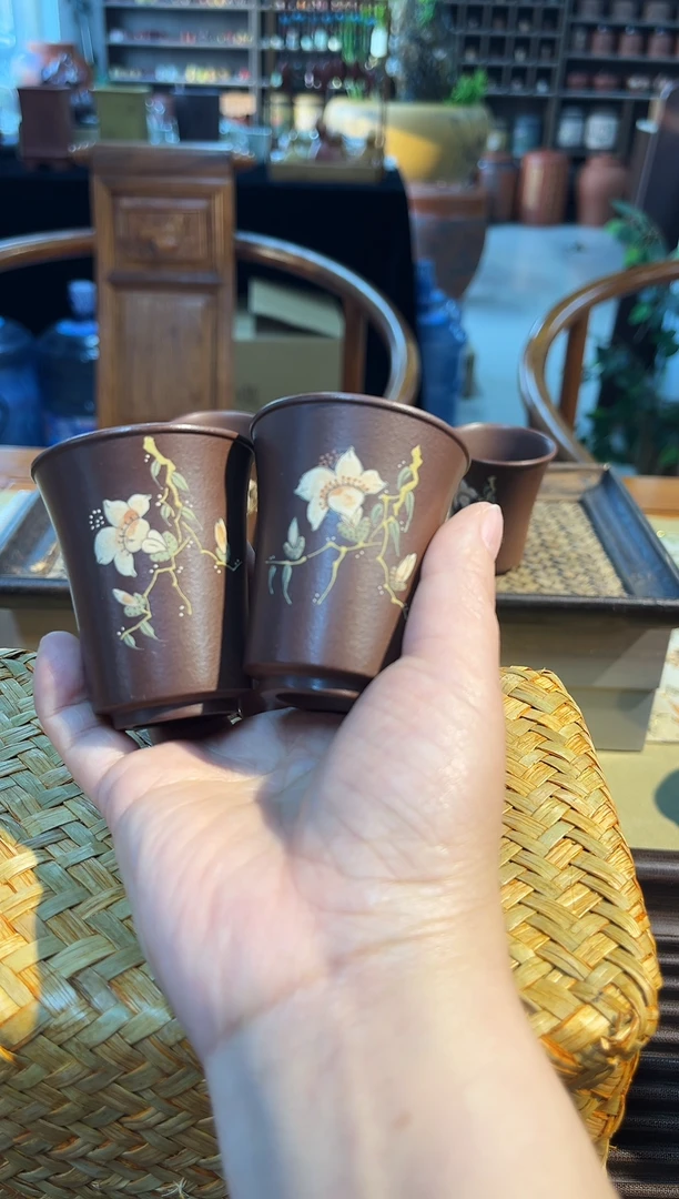 茶壶紫砂手绘闻香杯【一单2个】
