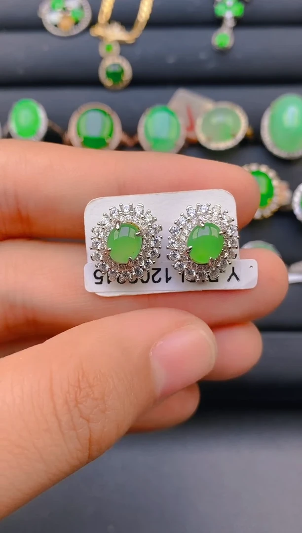 【闪购商品】翡翠戒指银S925镶嵌天然A货翡翠1