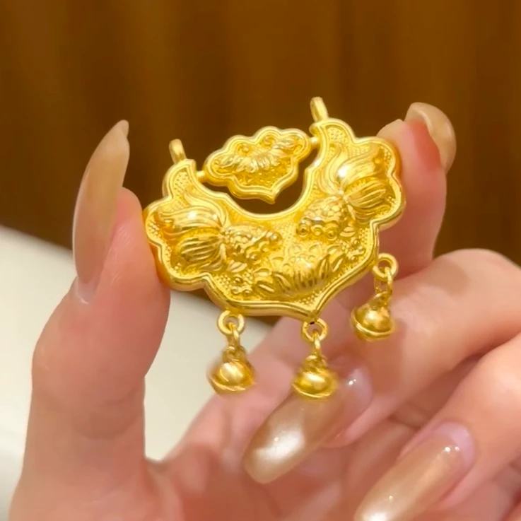 足金锦鲤铃铛锁---免费编绳