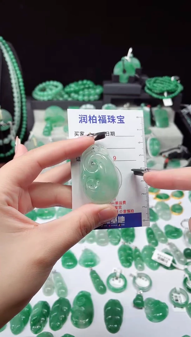 吊坠(赠链)未镶嵌石英质玉（非洲翠）如意