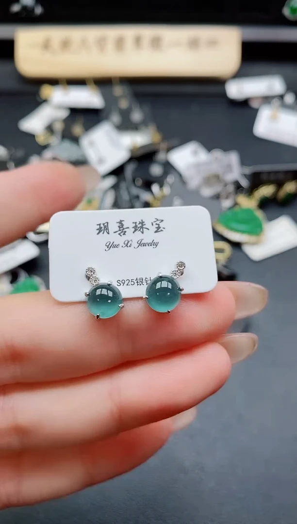 银S925镶嵌戒指翡翠1