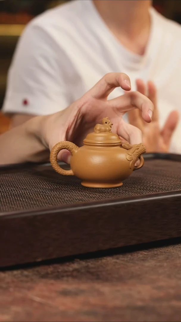 茶壶紫砂玉林金黄段小龙