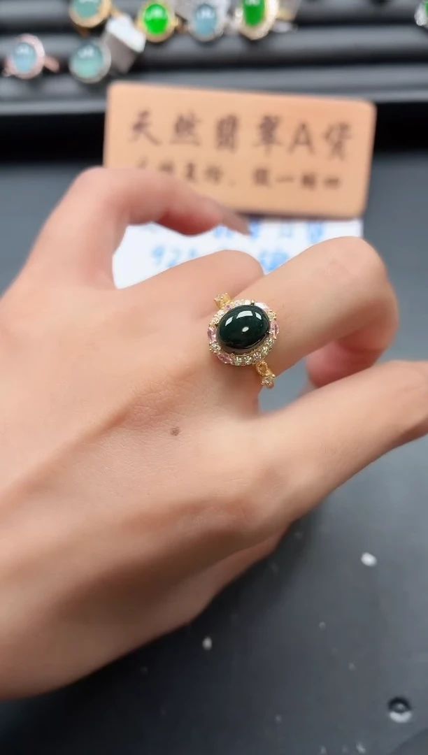 银S925镶嵌戒指翡翠111