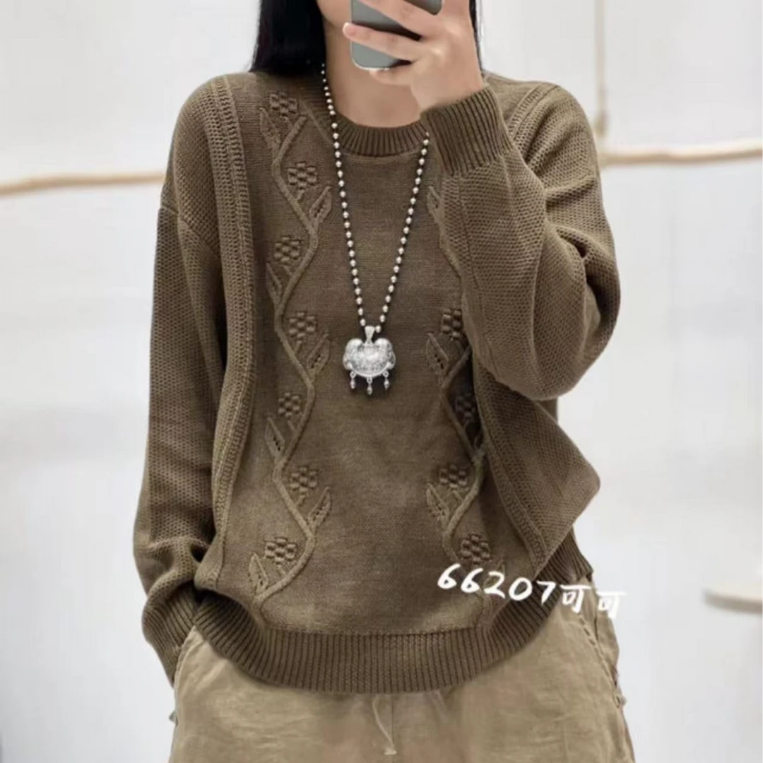 18335新款春秋休闲减龄百搭长袖宽松洋气女士毛衣