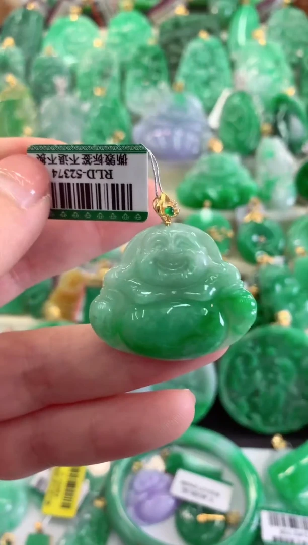 【闪购商品】翡翠吊坠(不含链)18K金镶嵌挂件