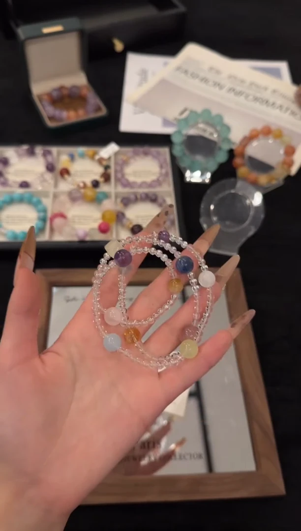 未镶嵌手链水晶白水晶三圈x3372