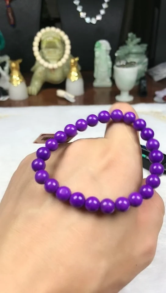 合金手链石英质玉紫云母手串7+