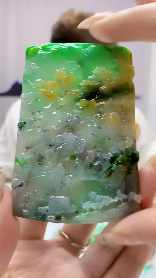 定制翡翠未镶嵌4868DD-毛货挂件山水124