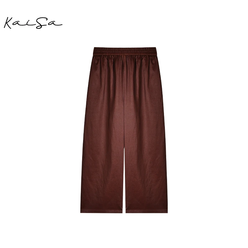 【玉萧】100%桑蚕丝香云纱宽松八分直筒裤