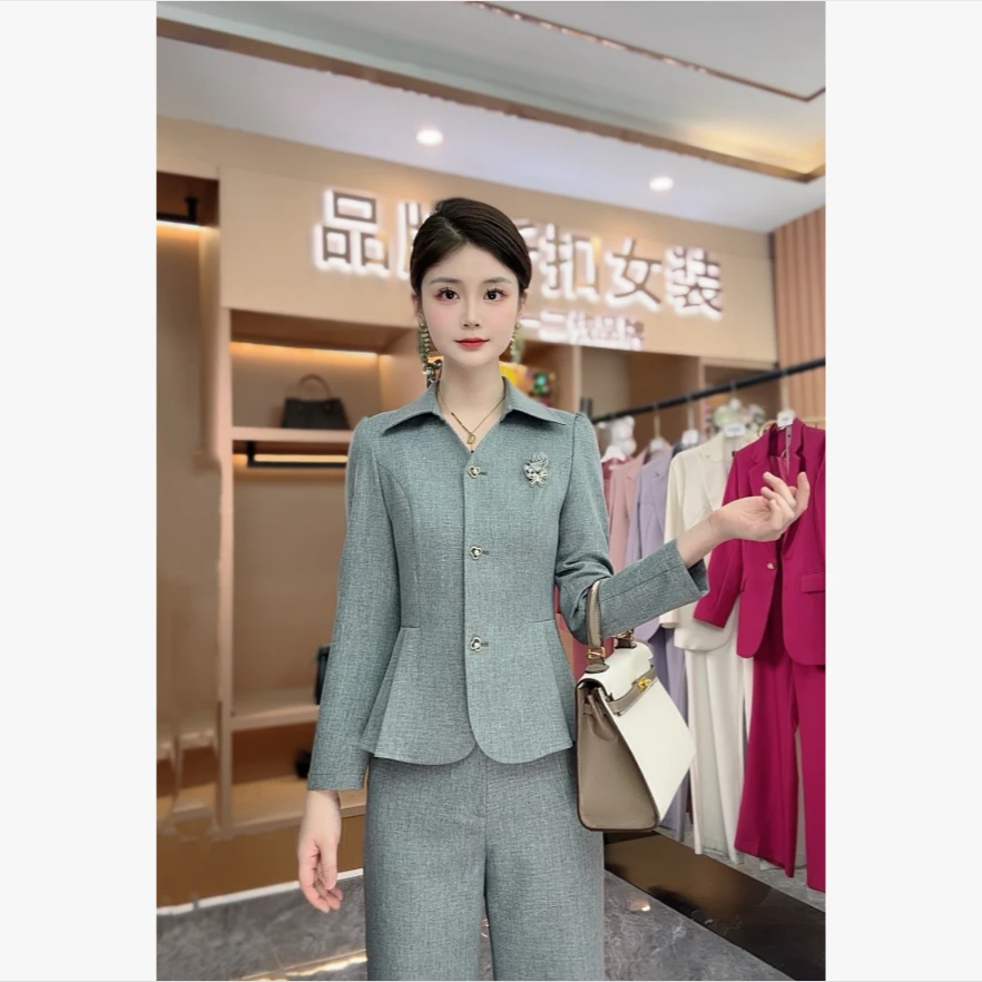 〈纪朵研〉1425时尚套装套装气质小香风长袖秋季工作轻职风修身