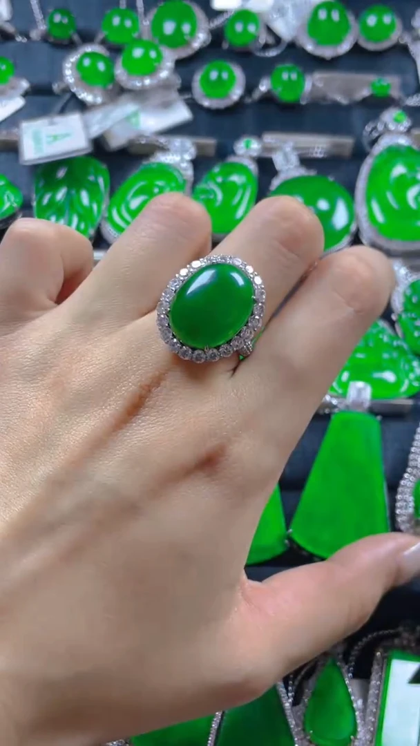 银S925镶嵌戒指翡翠11