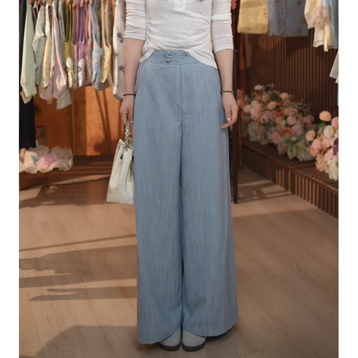 清《 翩跃-休闲裤》新中式提花国风时尚高腰显瘦休闲裤