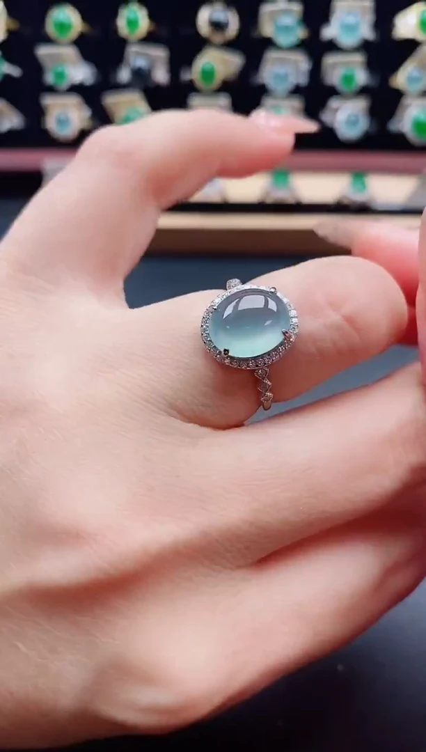 银S925镶嵌戒指翡翠1