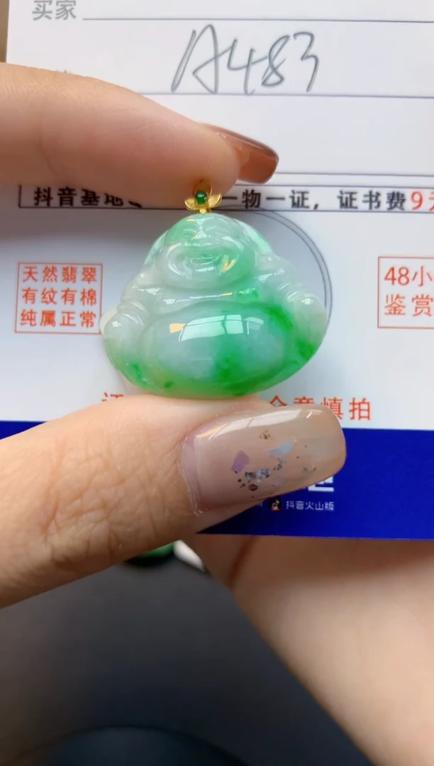 颈饰18K金镶嵌翡翠天然缅甸A货翡翠百元以上9元证书费自理