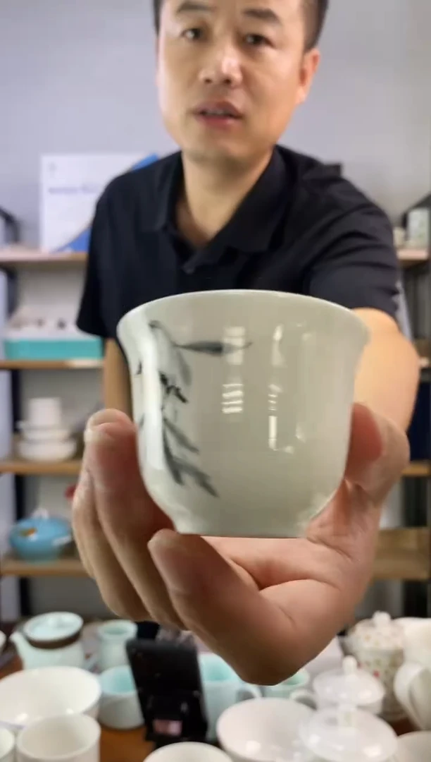 瓷贝瓷玉鼎杯花鸟6个