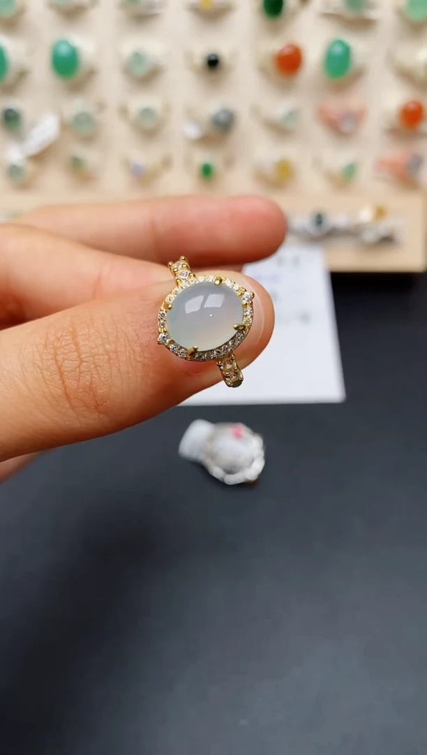 【闪购商品】翡翠戒指银S925镶嵌缅甸翡翠