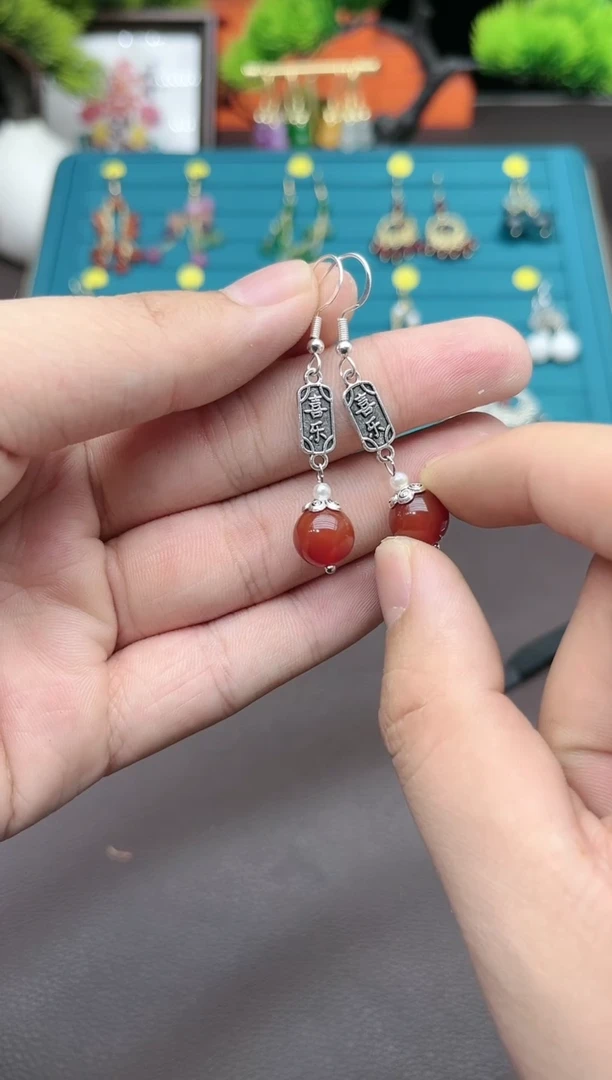 【闪购商品】南红玛瑙耳饰银S925镶嵌730000