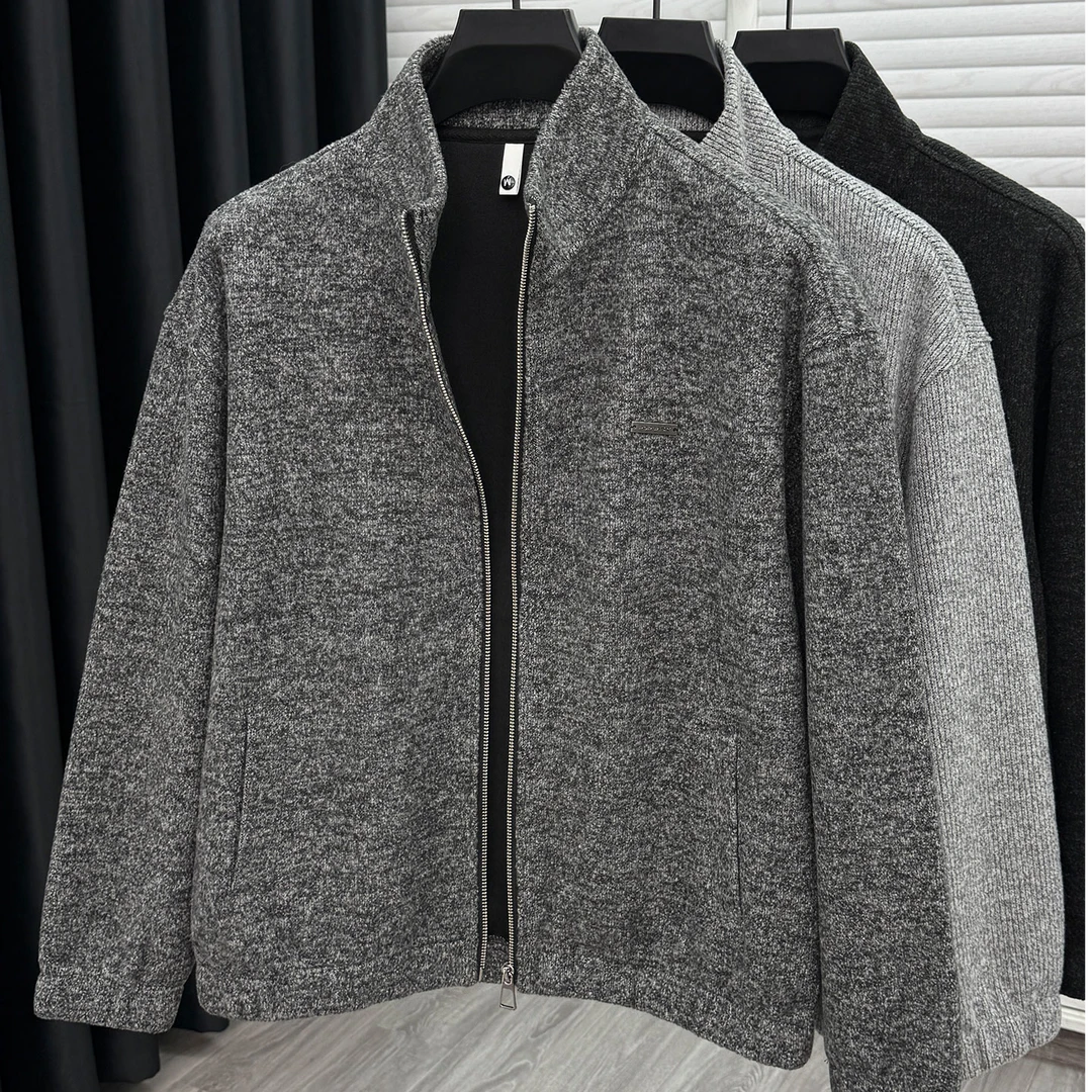 John Bunni高端长袖毛衣男士春秋新款拉链休闲百搭针织外搭上衣