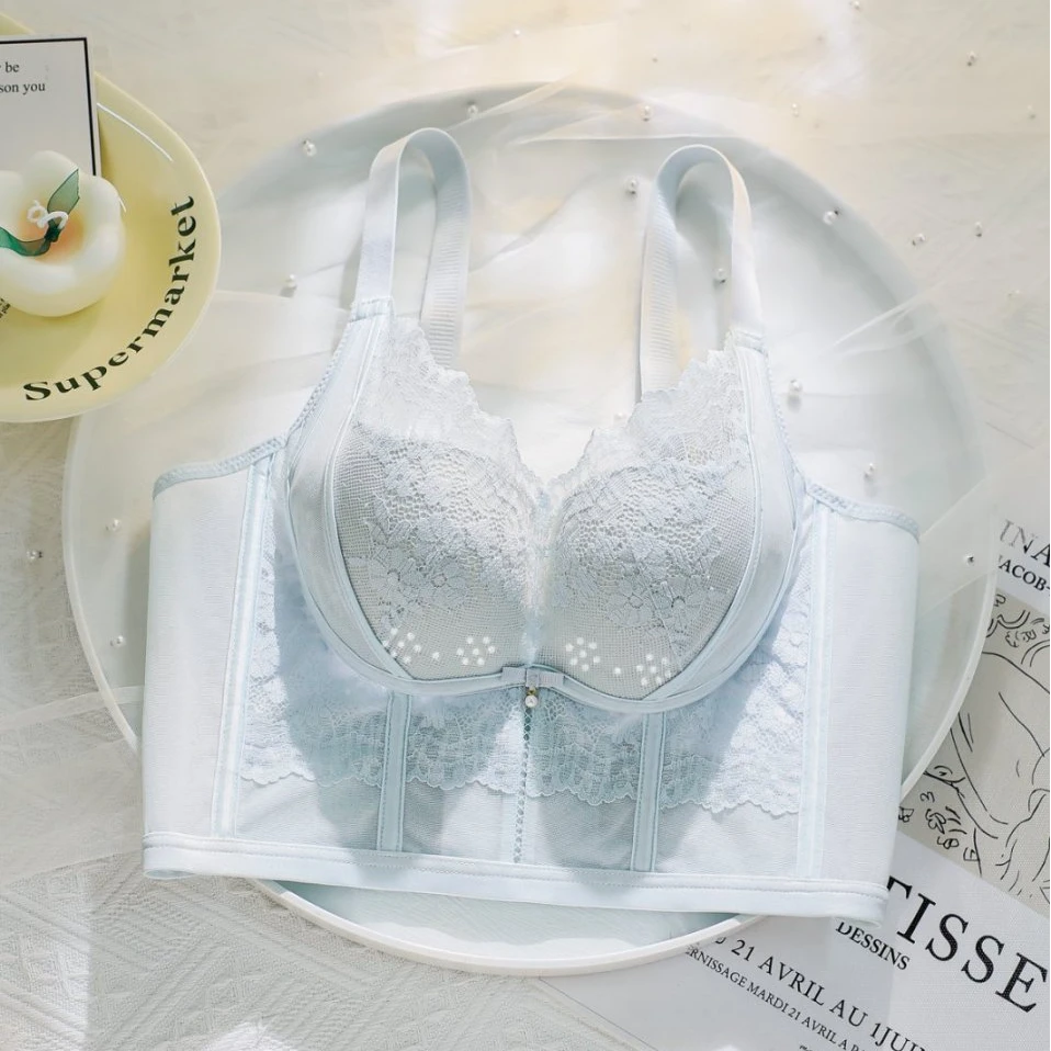 浪莎新品大胸显小聚拢收副乳调整防下垂夏季透气上托蕾丝舒适内衣