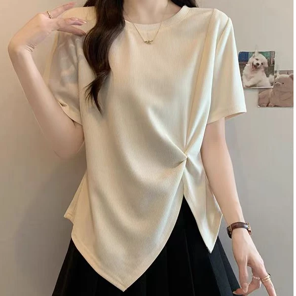 胖MM繁 D25029时尚太阳花T恤夏季新款洋气百搭显瘦上衣