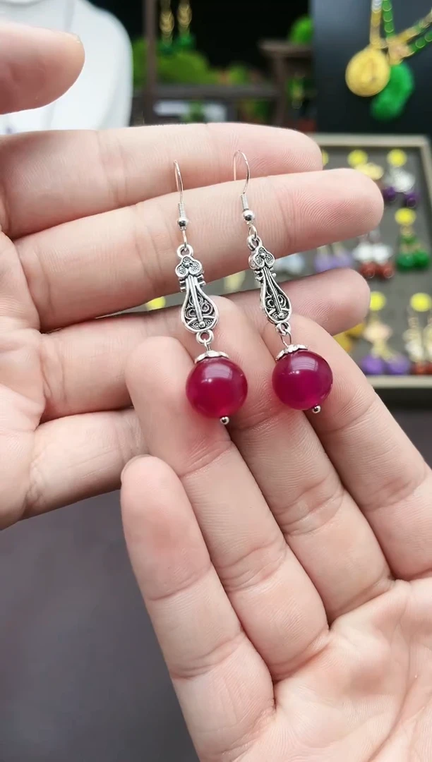 【闪购商品】玛瑙/玉髓耳钉银S925镶嵌205000