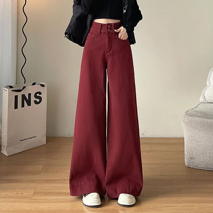 阔腿百搭时尚牛仔裤女春季2025年新款爆款高腰宽松显瘦喇叭拖地裤