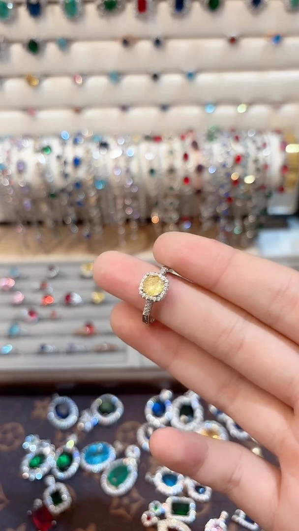 银S925镶嵌戒指黄晶黄水晶戒指