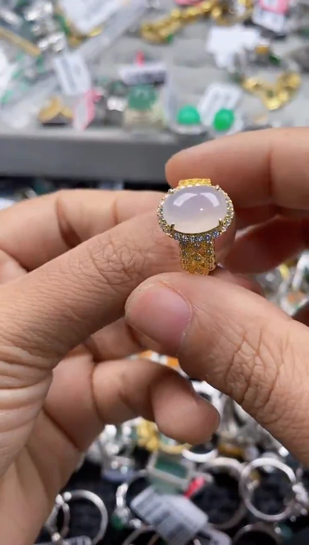 银S925镶嵌戒指翡翠888     9