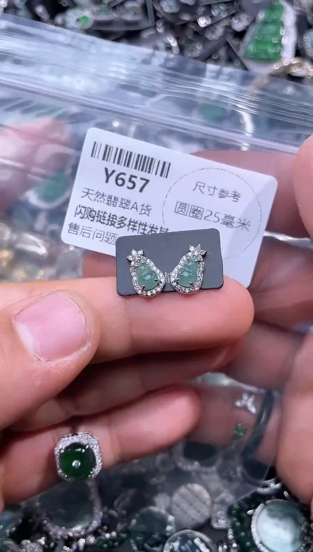 【闪购商品】翡翠颈饰未镶嵌Y657耳钉