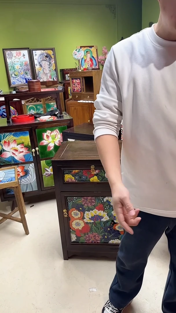 陶瓷风**竹 一层抽屉柜子  微瑕