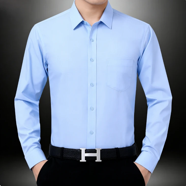 （主播同款）春秋长袖男无标透气男士长袖衬衫薄款上衣衬衣正装