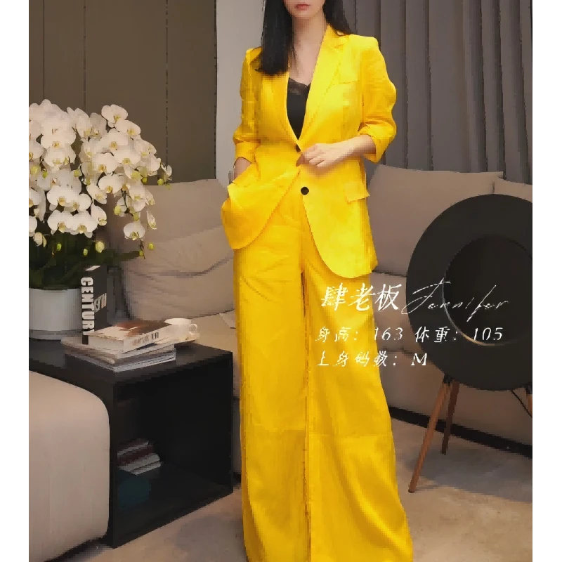 【肆姐高定】设计师款亚麻七分袖西装套装XY2584