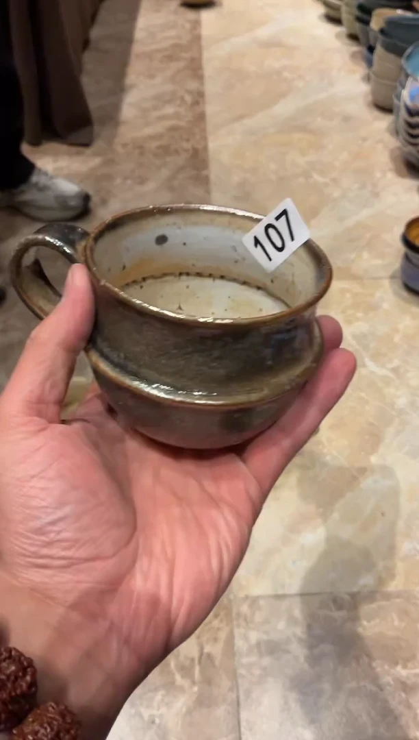 瓷片左*107志野柴烧咖啡杯1个