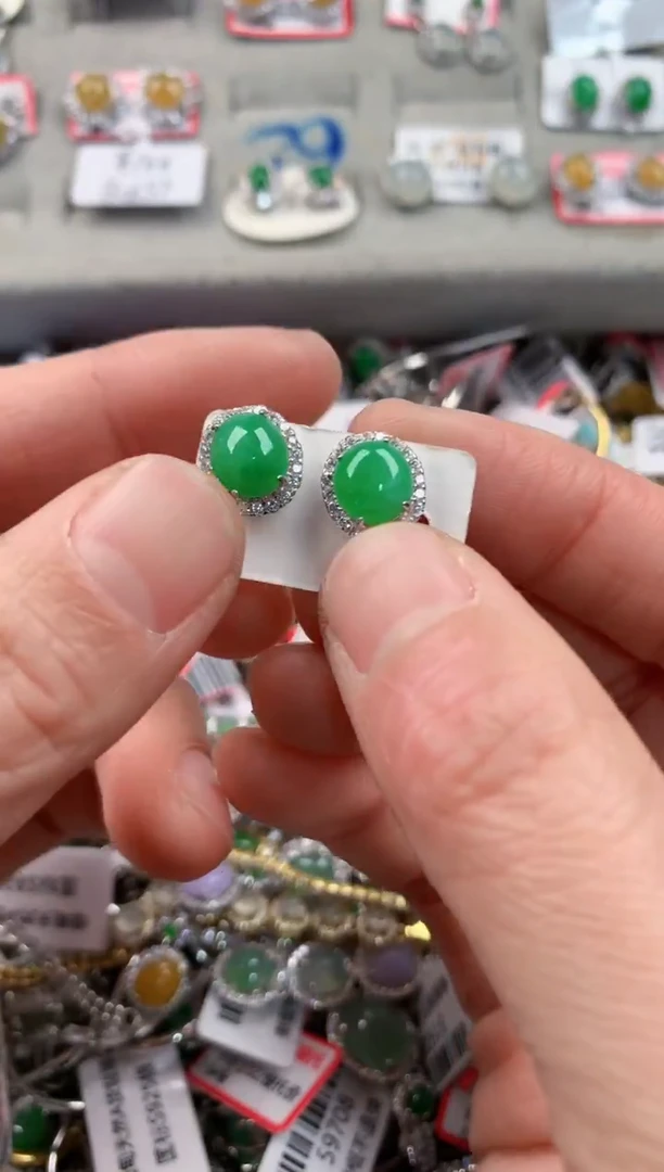 银S925镶嵌戒指翡翠4       5