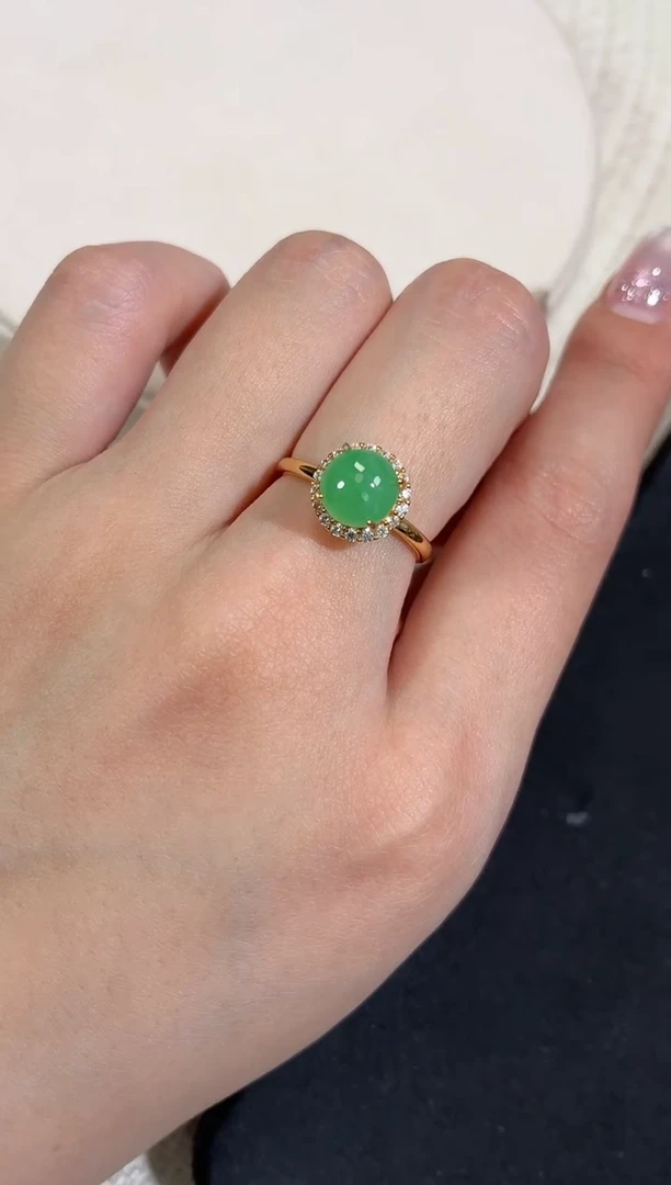 吊坠(不含链)银S925镶嵌翡翠戒指