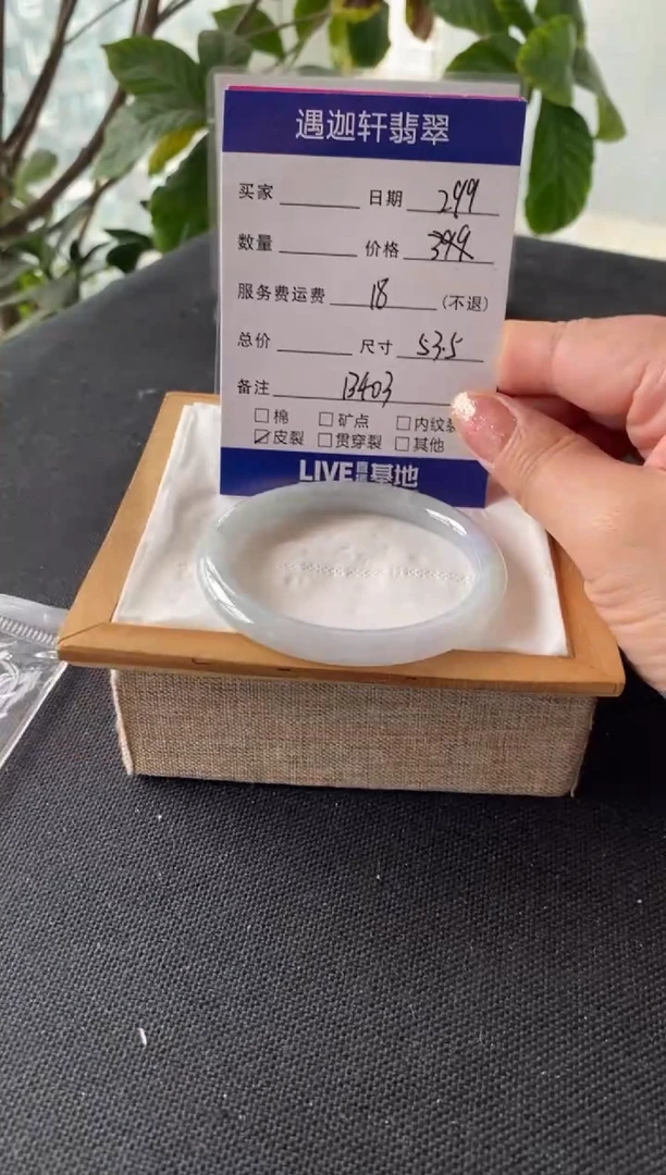翡翠手镯未镶嵌54圈口 B403编码