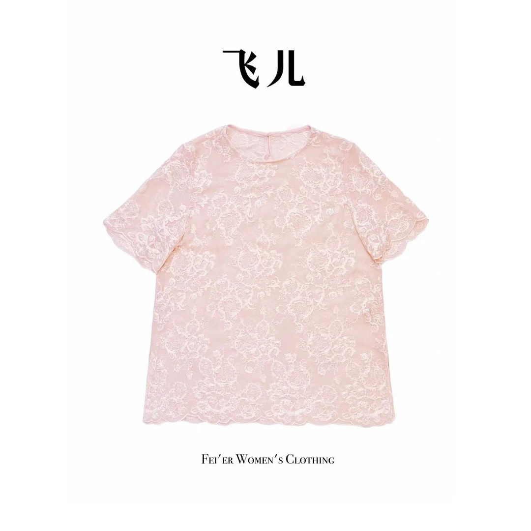 飞儿【晶花藤】2025夏季新款时尚百搭气质T恤