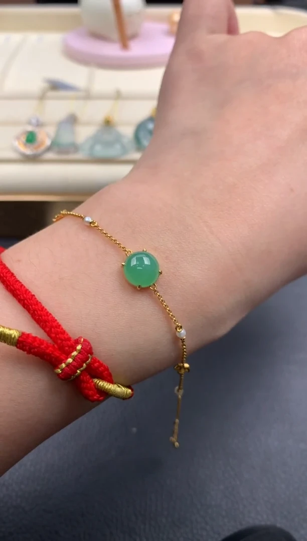 【闪购商品】翡翠手链18K金镶嵌A912