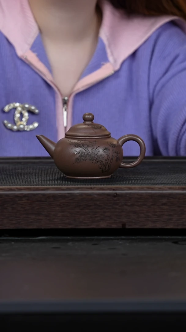 【闪购商品】紫砂茶壶梨皮紫泥刻绘水平