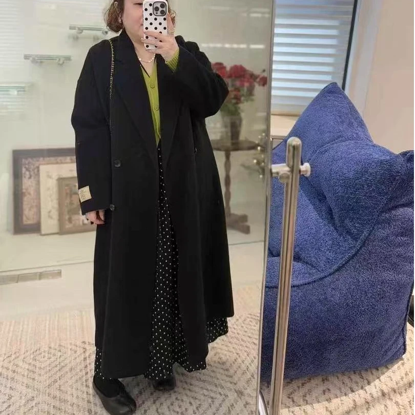 Meet遇见-冬季超长西服领羊毛大衣