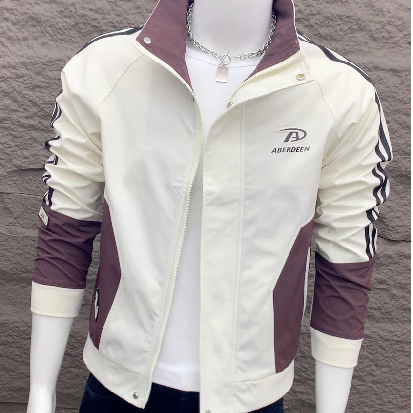 秋季韩版高级轻奢痞帅炸街拼色工装男夹克时尚潮流休闲男外套261