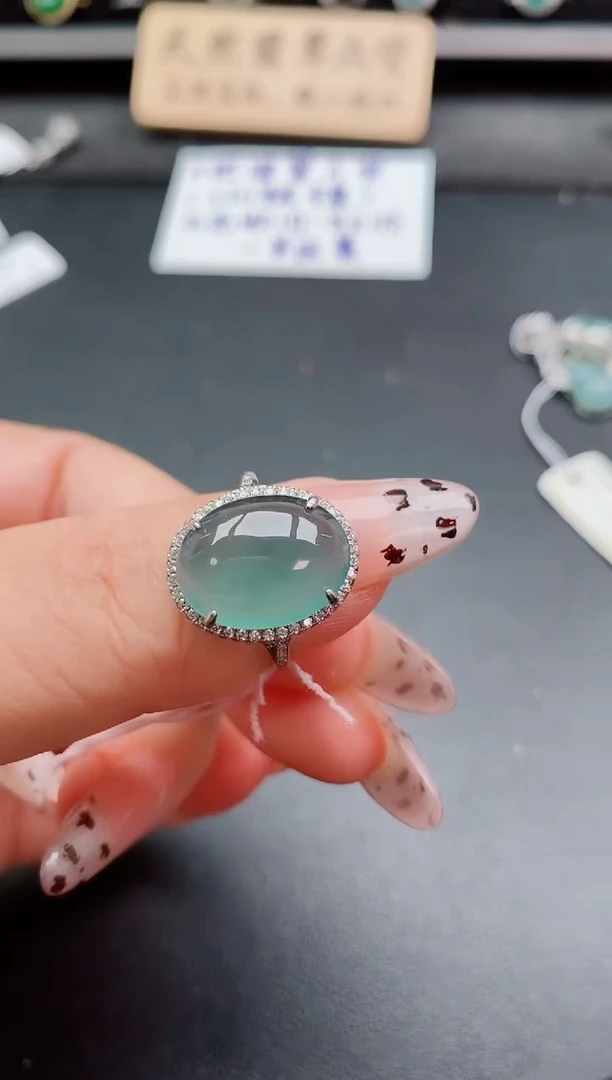 银S925镶嵌戒指翡翠1