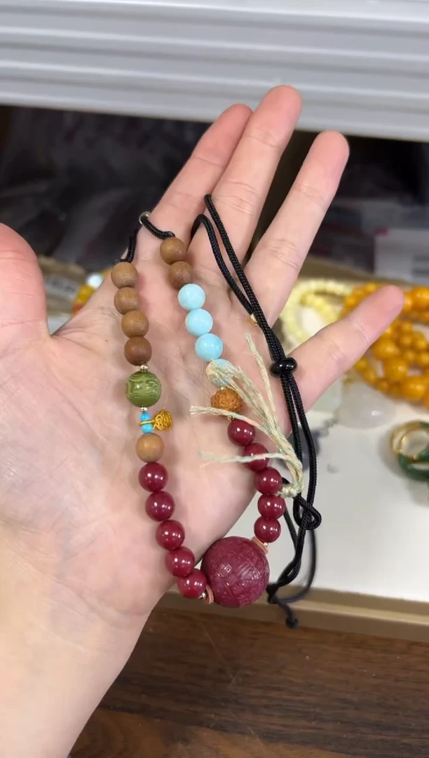 天然辰砂孤品朱砂百福设计款项链[409]