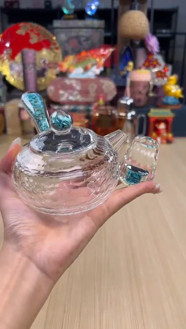 56玺晏水晶侧把壶-绿松石