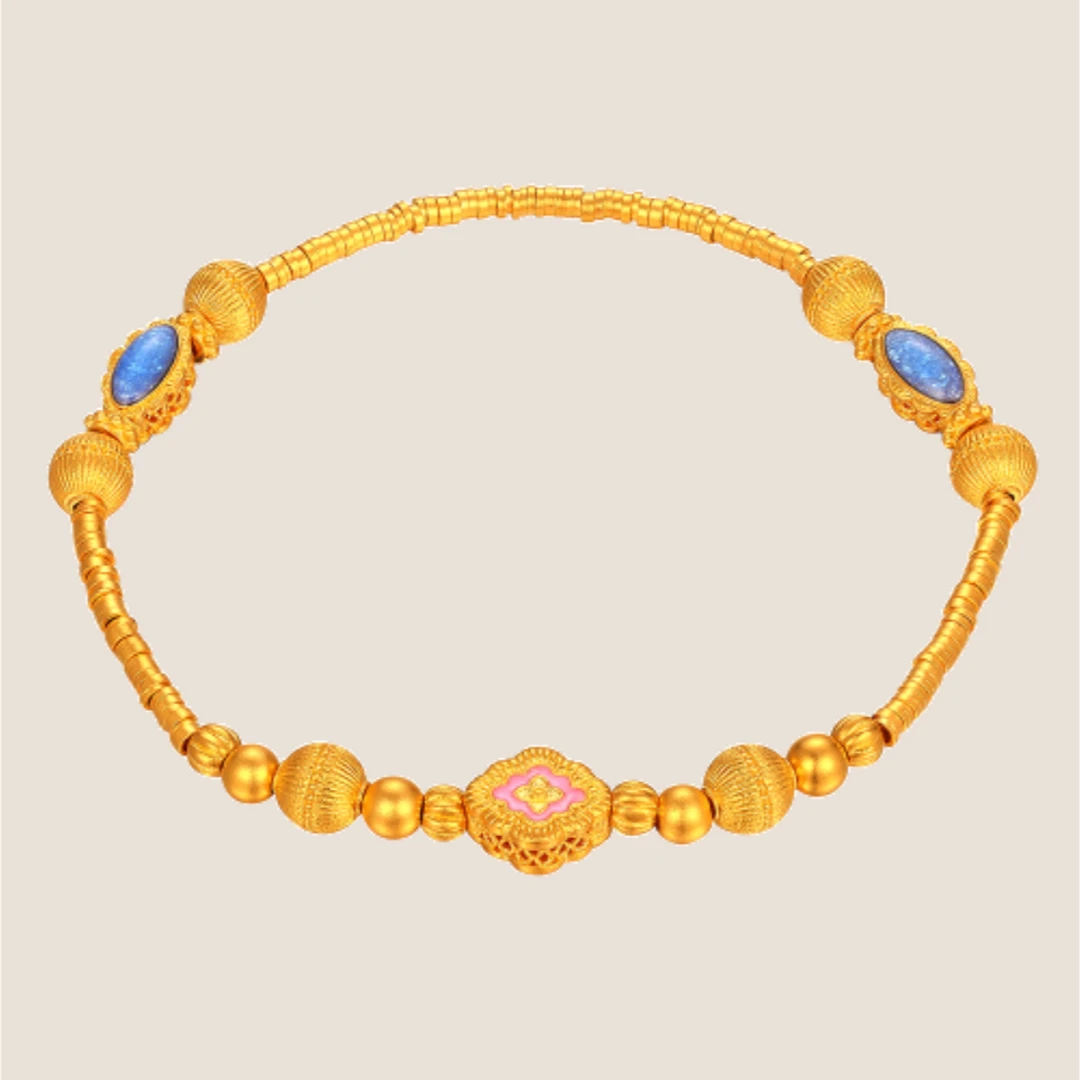 【传承】六桂福五彩设计古法黄金传承手链