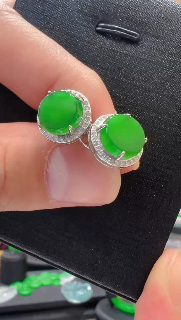 【闪购商品】翡翠耳钉银S925镶嵌